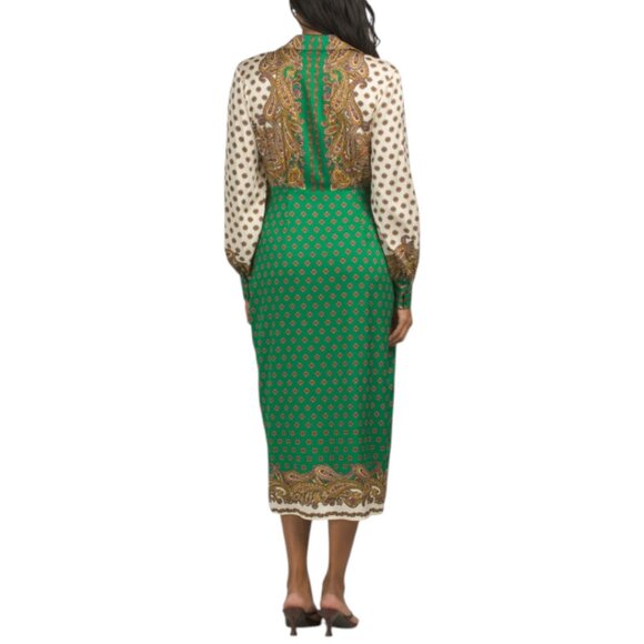 ELIE TAHARI Silk Blend The Vero Jewel Paisley Print Faux Wrap Dress - Picture 2 of 2